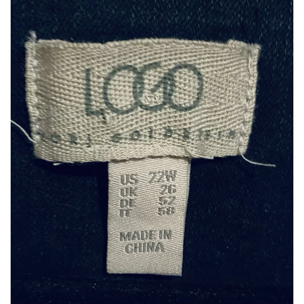 LOGO Lori Goldstein Jacket Womens 22W Black Denim Zip Up Frayed Seams Boho